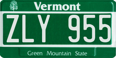 VT license plate ZLY955