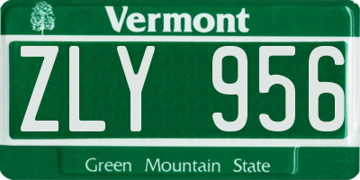 VT license plate ZLY956