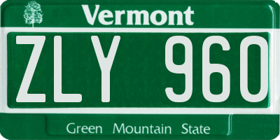 VT license plate ZLY960