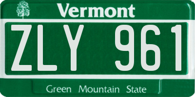 VT license plate ZLY961