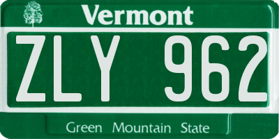 VT license plate ZLY962