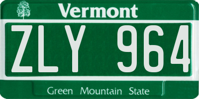 VT license plate ZLY964