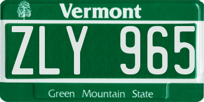 VT license plate ZLY965