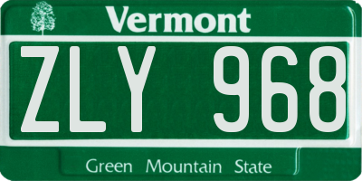 VT license plate ZLY968