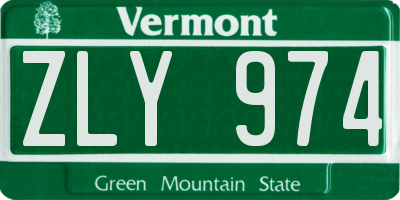 VT license plate ZLY974