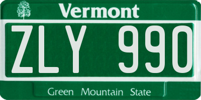 VT license plate ZLY990