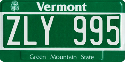 VT license plate ZLY995