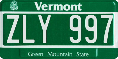 VT license plate ZLY997