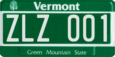 VT license plate ZLZ001