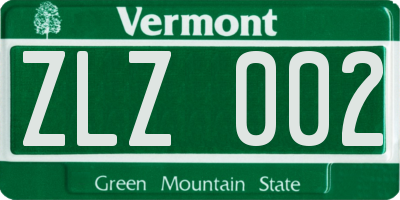 VT license plate ZLZ002