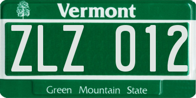 VT license plate ZLZ012