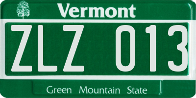 VT license plate ZLZ013