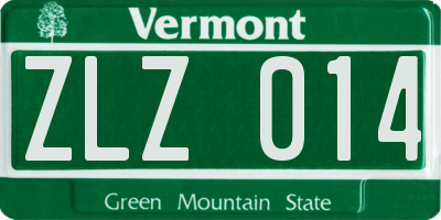 VT license plate ZLZ014