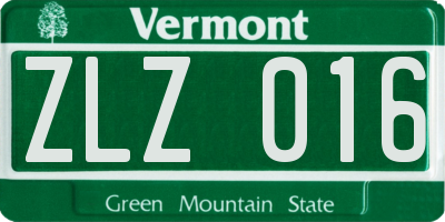 VT license plate ZLZ016