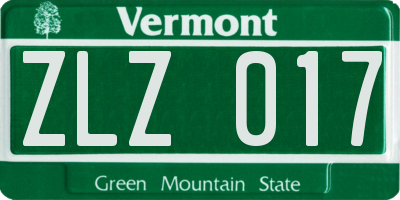 VT license plate ZLZ017