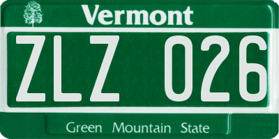 VT license plate ZLZ026