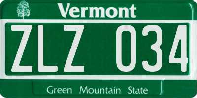 VT license plate ZLZ034