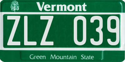 VT license plate ZLZ039