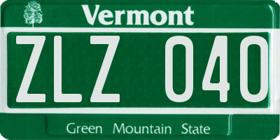 VT license plate ZLZ040