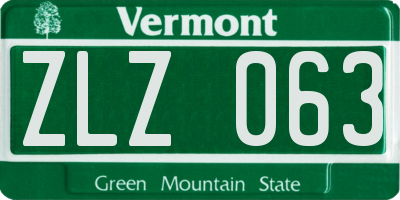 VT license plate ZLZ063