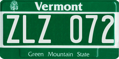 VT license plate ZLZ072