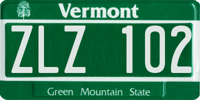 VT license plate ZLZ102