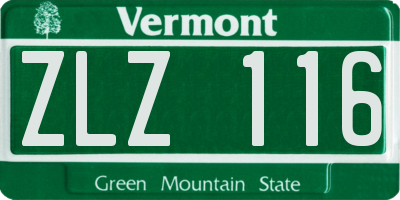 VT license plate ZLZ116