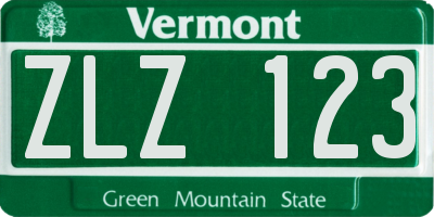 VT license plate ZLZ123
