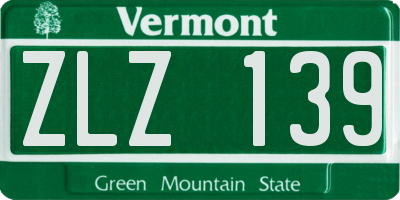 VT license plate ZLZ139