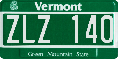 VT license plate ZLZ140
