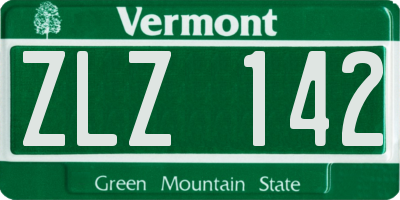 VT license plate ZLZ142