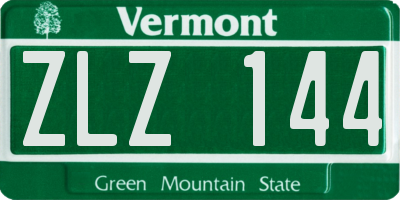 VT license plate ZLZ144