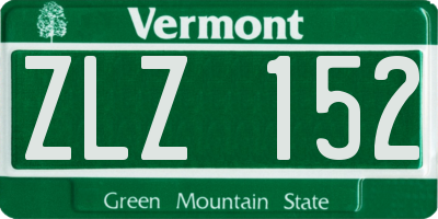 VT license plate ZLZ152