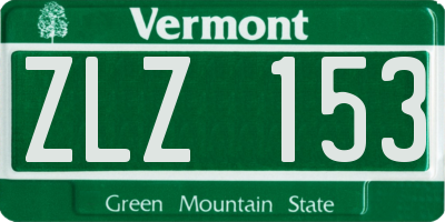 VT license plate ZLZ153
