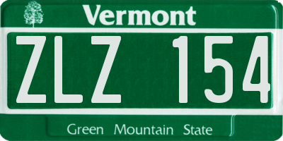 VT license plate ZLZ154