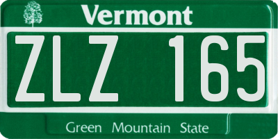 VT license plate ZLZ165