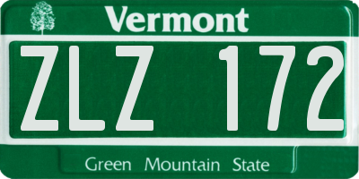 VT license plate ZLZ172