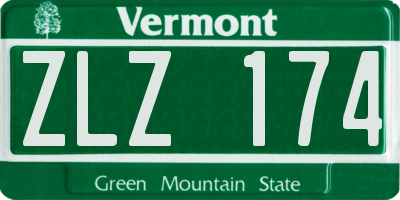 VT license plate ZLZ174