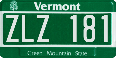VT license plate ZLZ181