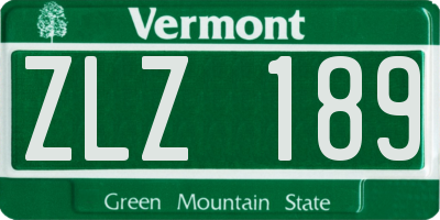 VT license plate ZLZ189