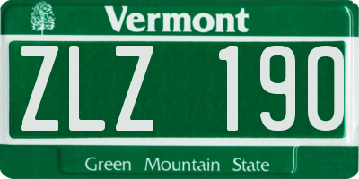 VT license plate ZLZ190