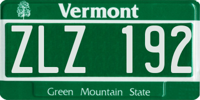 VT license plate ZLZ192