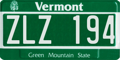 VT license plate ZLZ194
