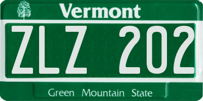 VT license plate ZLZ202