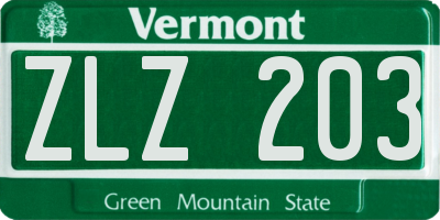 VT license plate ZLZ203