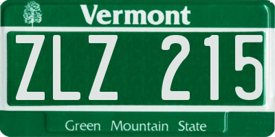 VT license plate ZLZ215