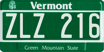 VT license plate ZLZ216