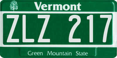 VT license plate ZLZ217