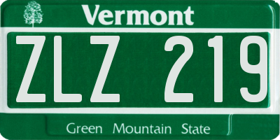 VT license plate ZLZ219