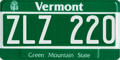VT license plate ZLZ220